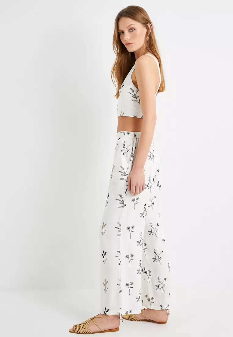 Printed Wide Leg Trousers