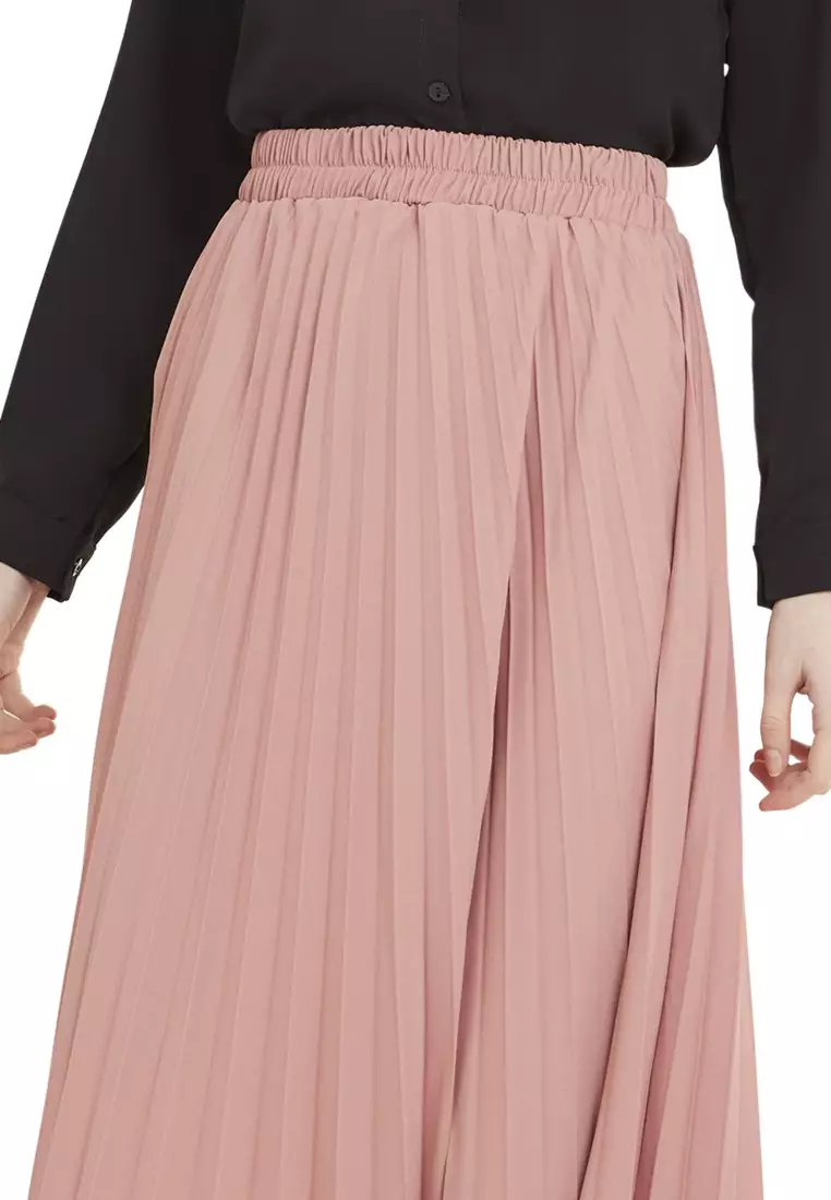 Belsya Rok Panjang Skirt Plisket Lipit Regular Fit Bawahan Wanita - Dusty Pink