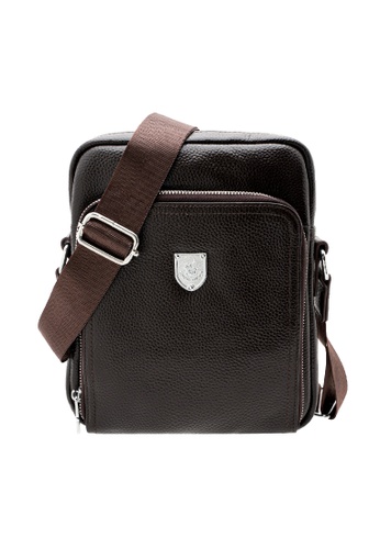 LancasterPolo brown LancasterPolo Men’s Pebbled Leather Sling Crossbody Bag 8F7BDACB83A48AGS_1