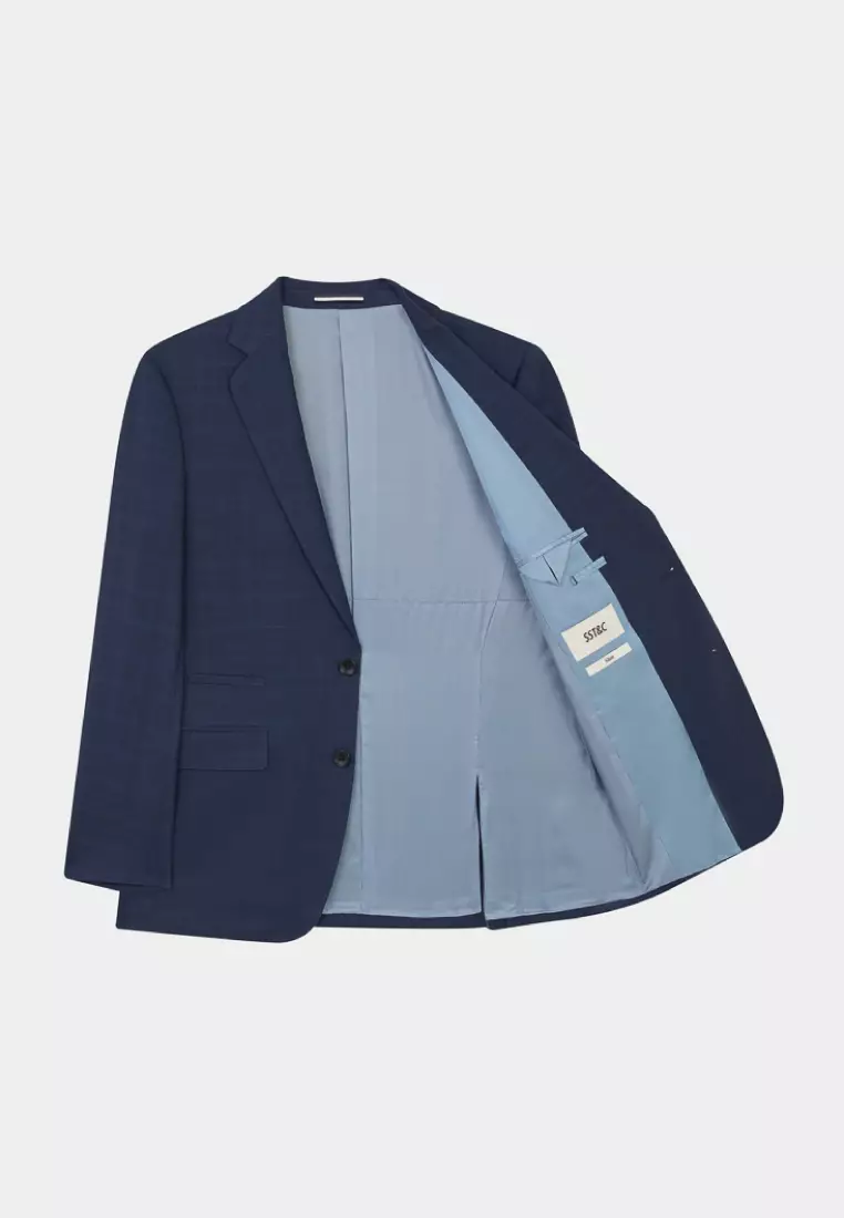 Midnight Blue Check Slim Suit