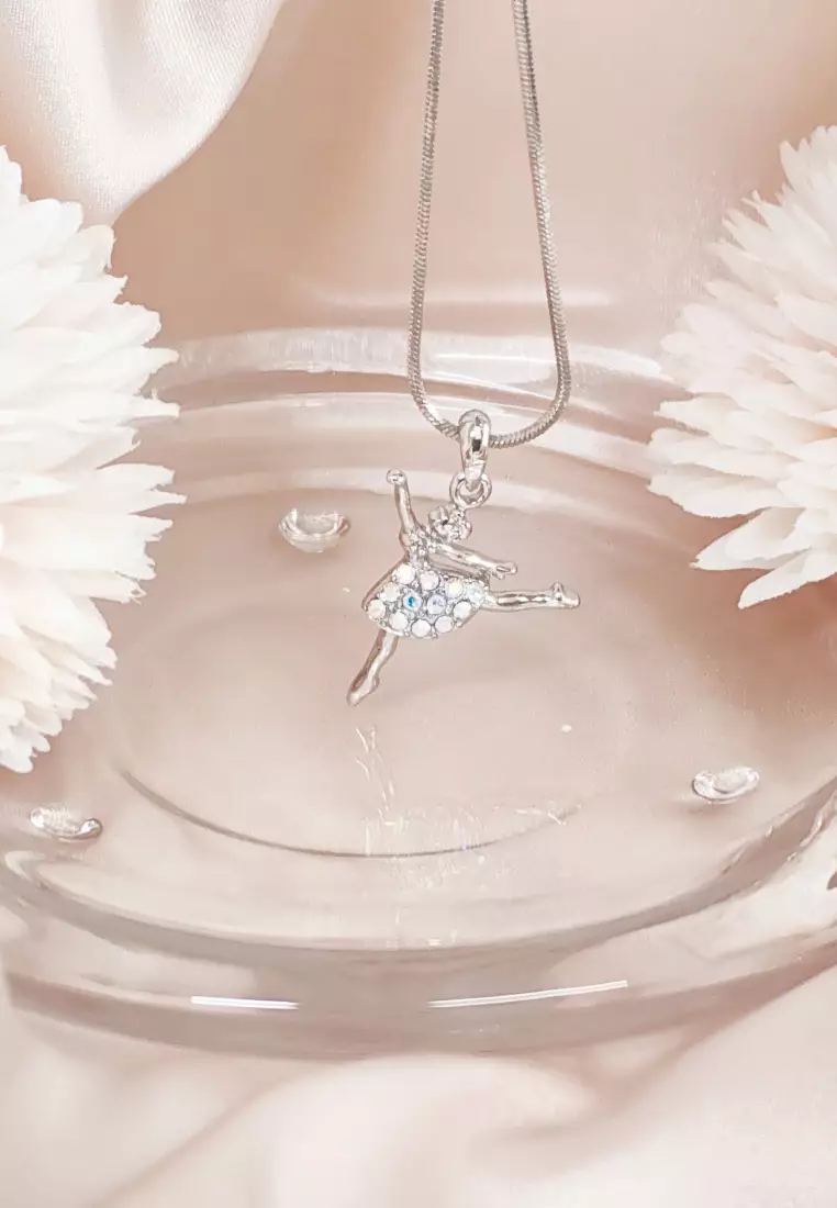 Ballerina Dancer First Arabesque Ballet Austrian Crystal Pendant Necklace-Gift for Girls