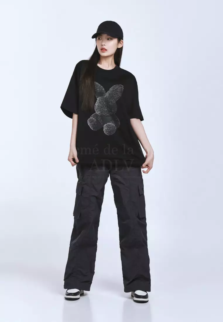 ADLV Black Fuzzy Rabbit Short Sleeve T-Shirt Black