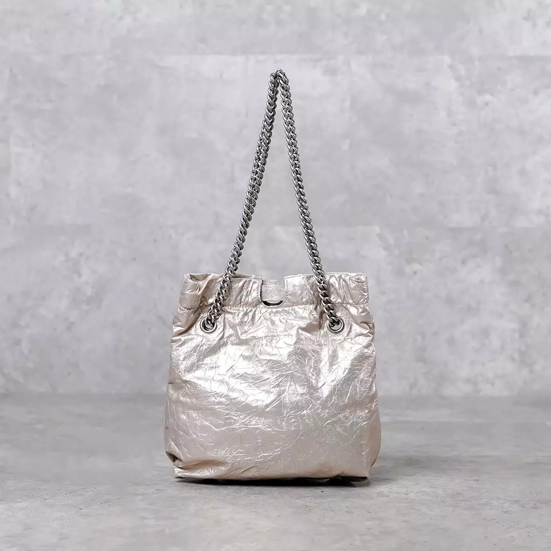 Tas BALENCIAGA CRUSH GHW CHAIN CALFSKIN GOLD TOTE BAG SMALL 100% ORIGINAL