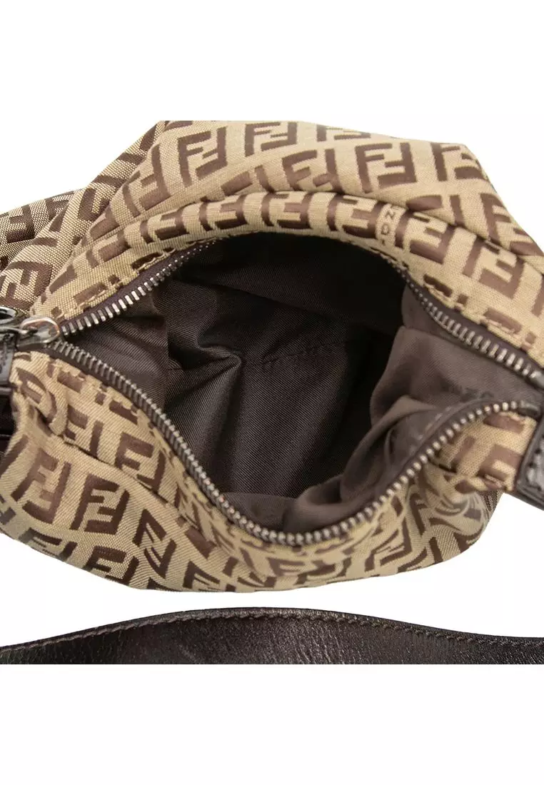 Pre-Loved Fendi Zucchino Canvas Oyster Shoulder Bag