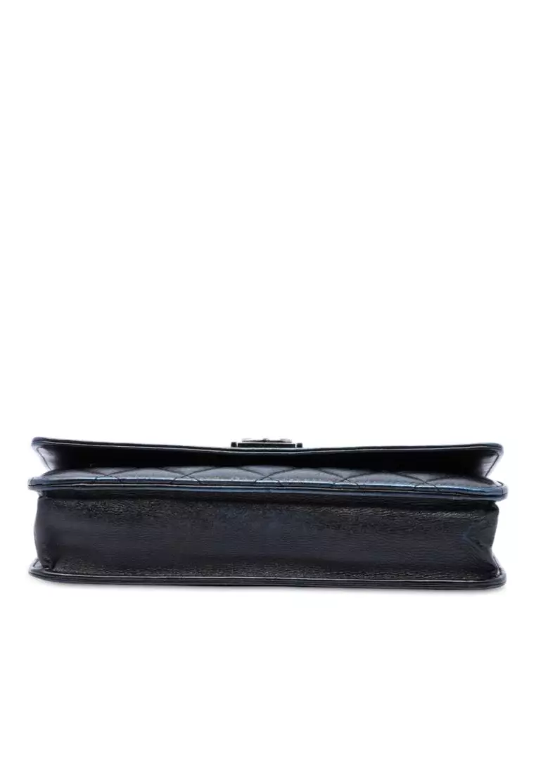 Pre-Loved Chanel Quilted Aged Calfskin Boy Wallet On Chain