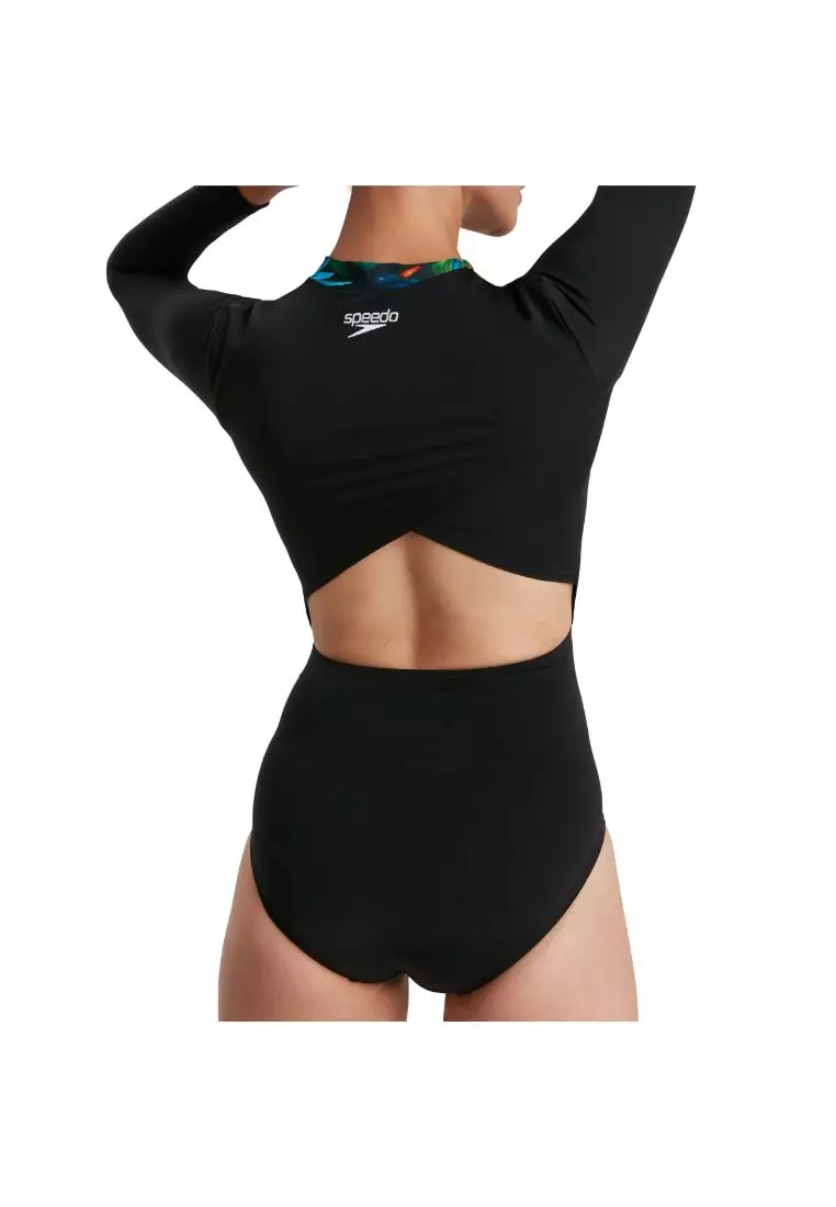 Speedo Eco Endurance Ladies Palm And Parrot Long Sleeve 1 Piece