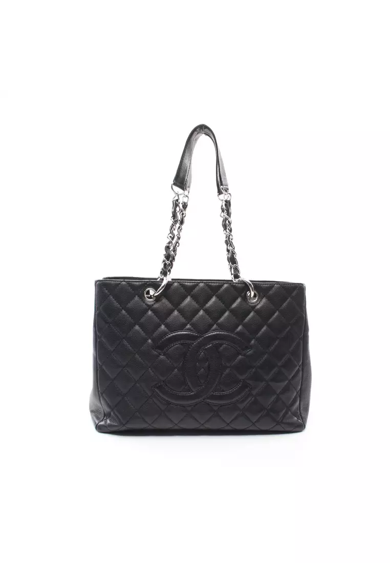 Buy Chanel Pre-loved CHANEL matelasse grand shopping GST chain shoulder bag  chain tote bag Caviar skin black silver hardware 2023 Online