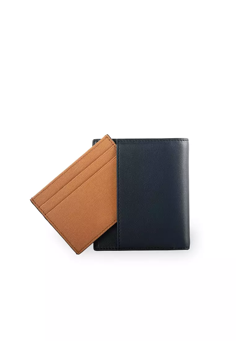 Warren Vertical Wallet w/ Detachable Card Holder (RFID) - Navy
