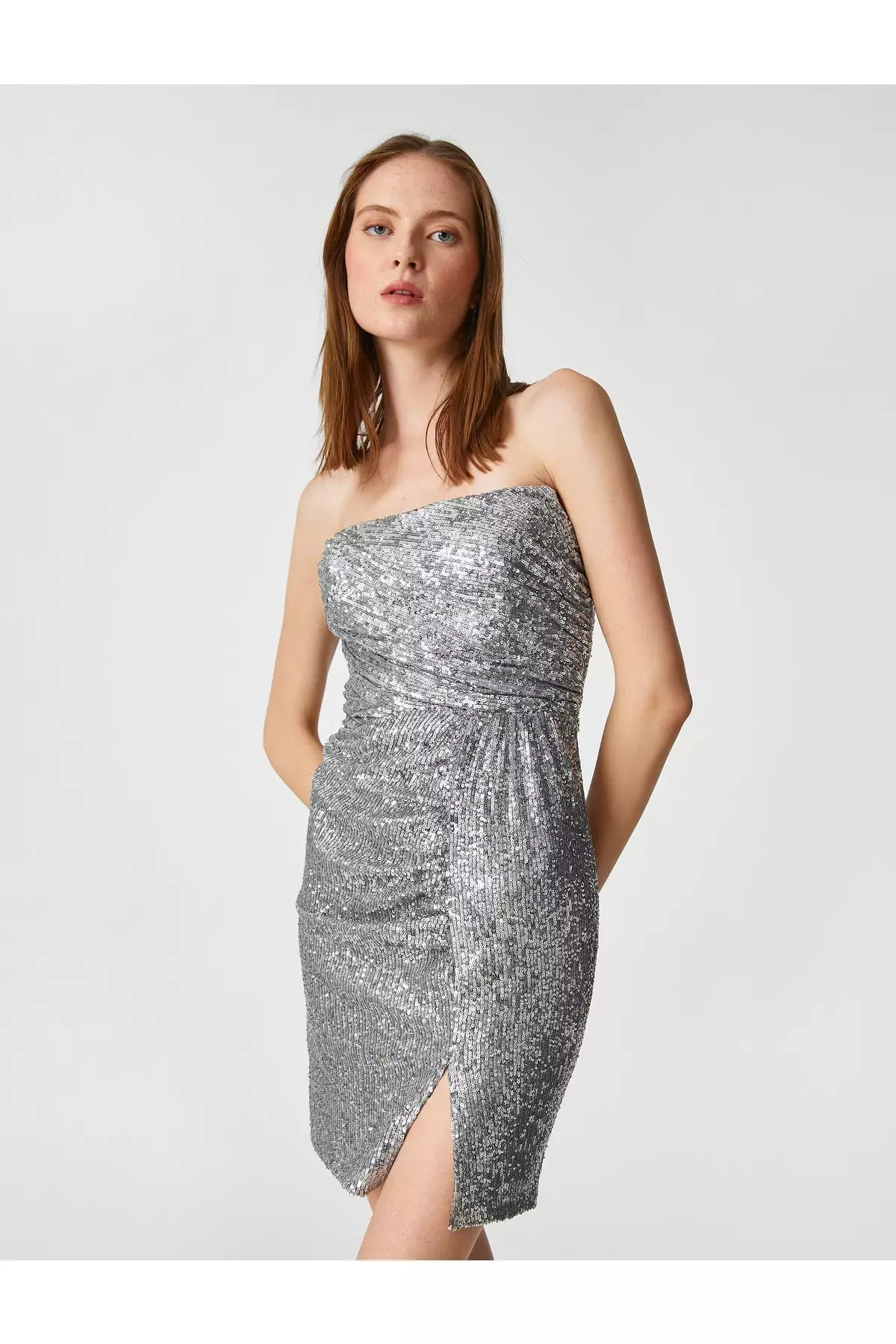 Buy KOTON Sequined Mini Evening Dress in Silver Color 2024 Online