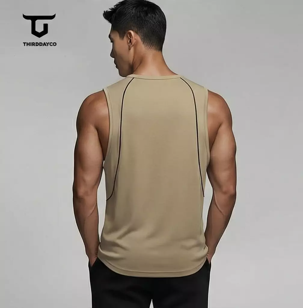 THIRDDAY Kaos Singlet Gym Pria Lekbong curvelines AirStretch - hijau army MTZ51