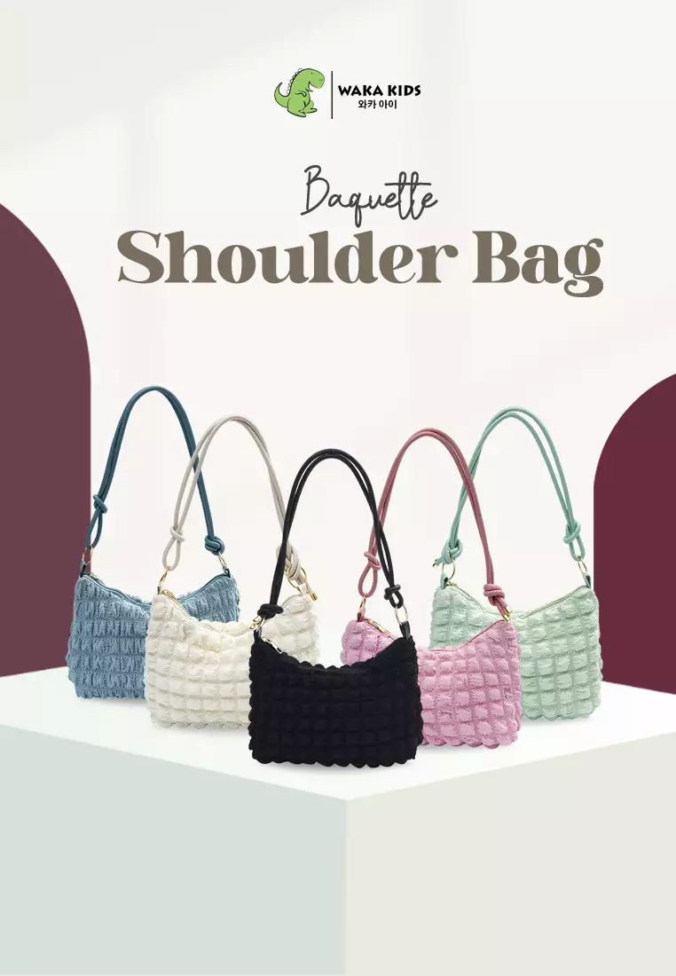 Tas Wanita Bahu Shoulder Bag Import Fashion Korea Tote Bag Minimalist Zipper Texture Baguette Bag Venrc Hitam