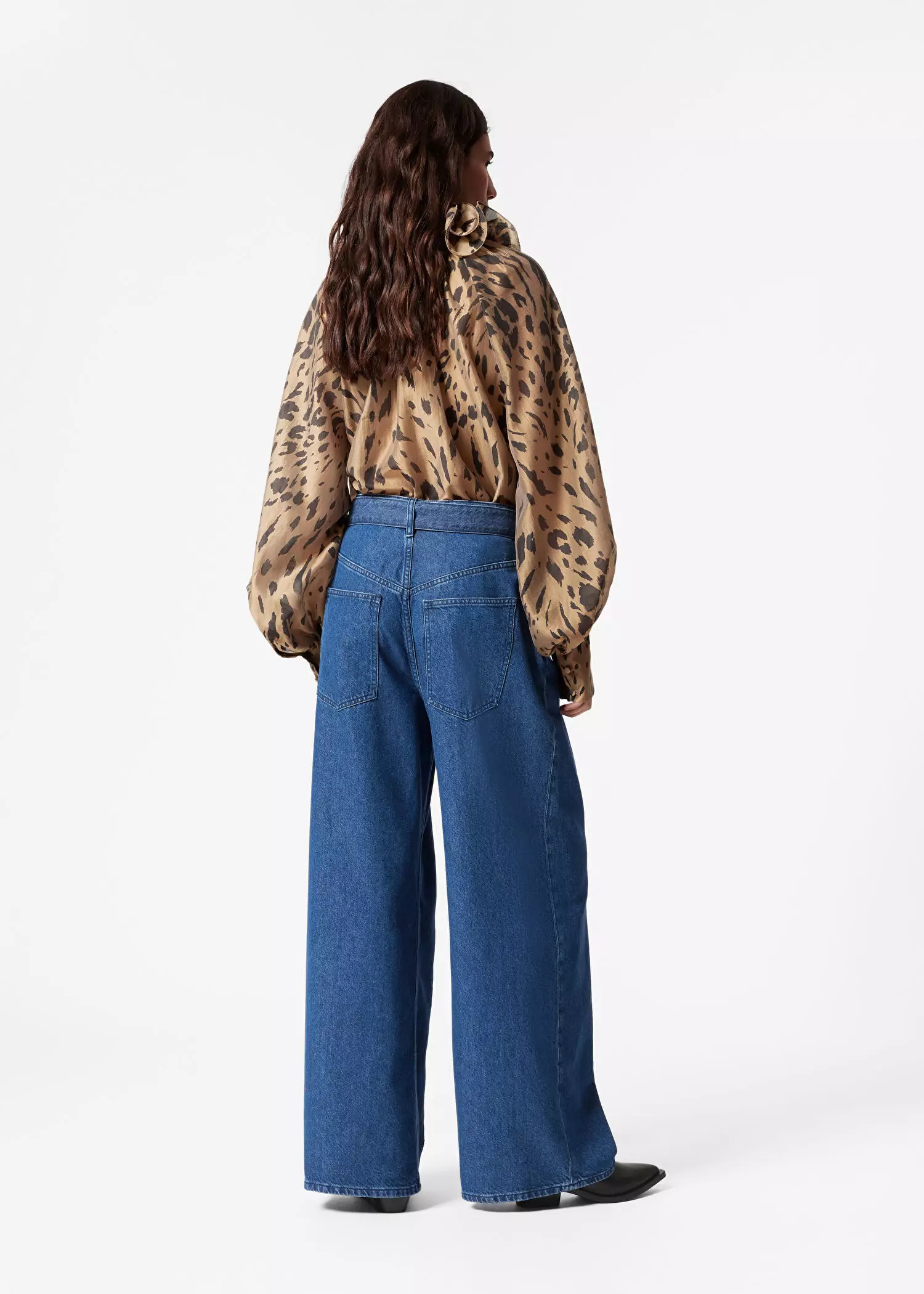 Belted Pleat-Detail Jeans