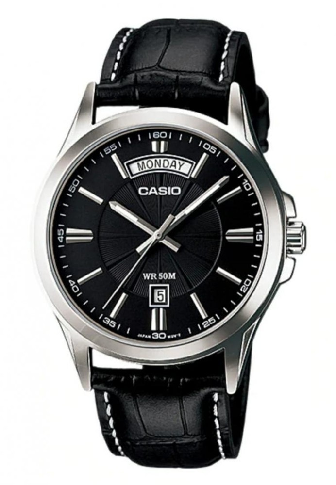 Jual Casio Casio Analog Jam Tangan Pria Strap Kulit Hitam