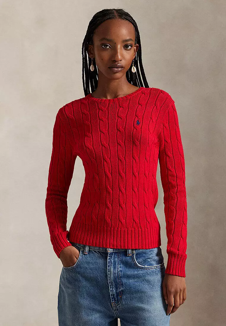 Cable-Knit Cotton Crewneck Sweater