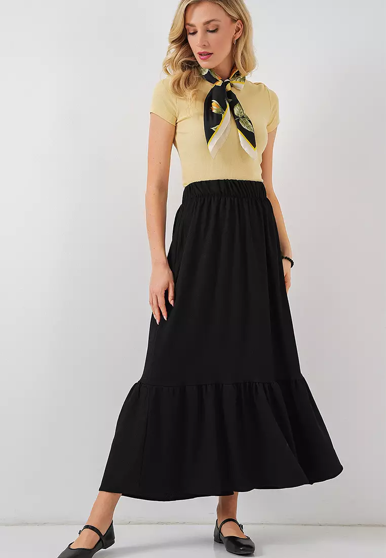 1886 Long Knitted Skirt - Black