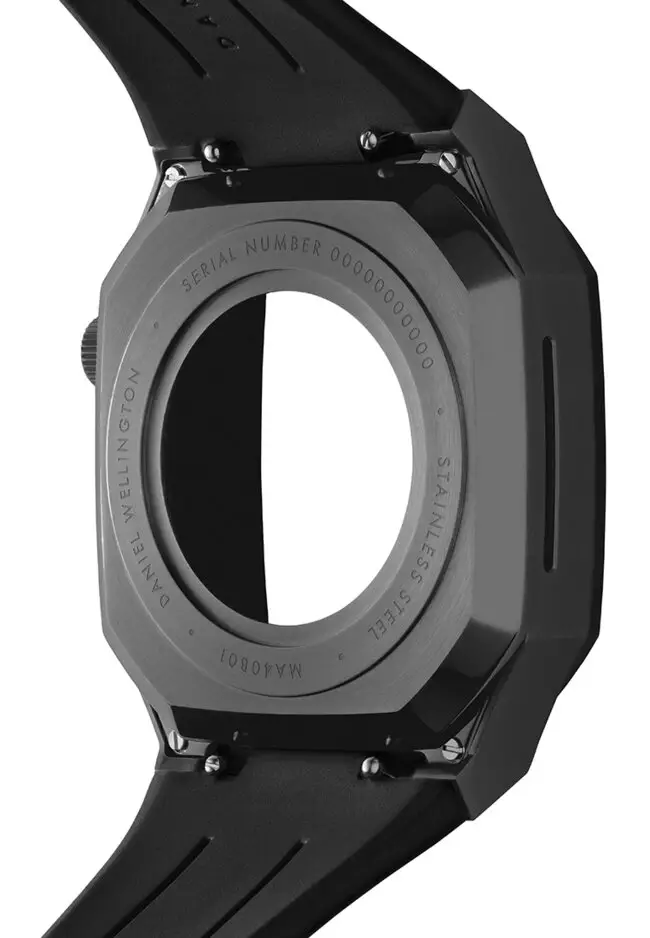 Switch Balck 40mm - Smart watch case for Apple watch series 4, 5, 6 & SE - Stainless steel case with rubber strap -DW OFFICIAL