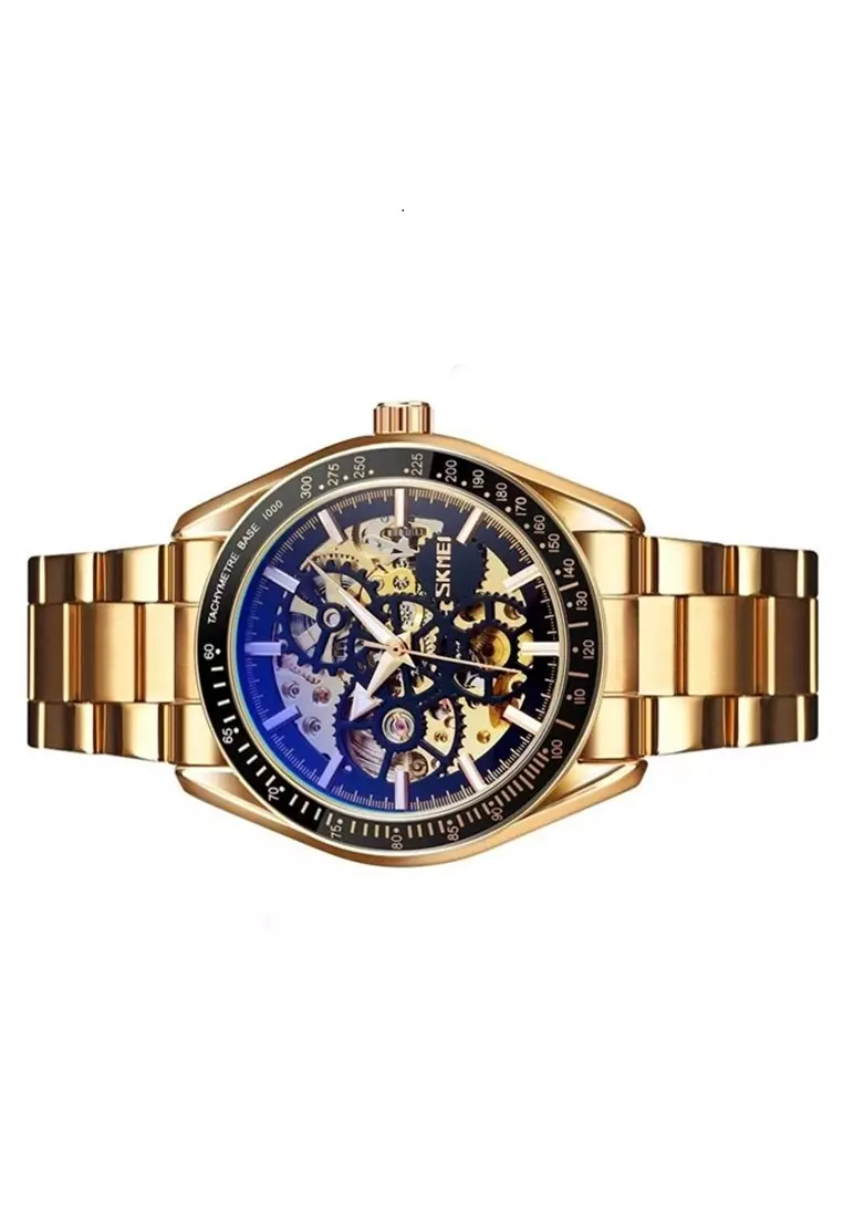 Jam Tangan Casual Mechanical Pria Automatic Movement Strap Tali Material Stainless Steel AX20 ORIGINAL