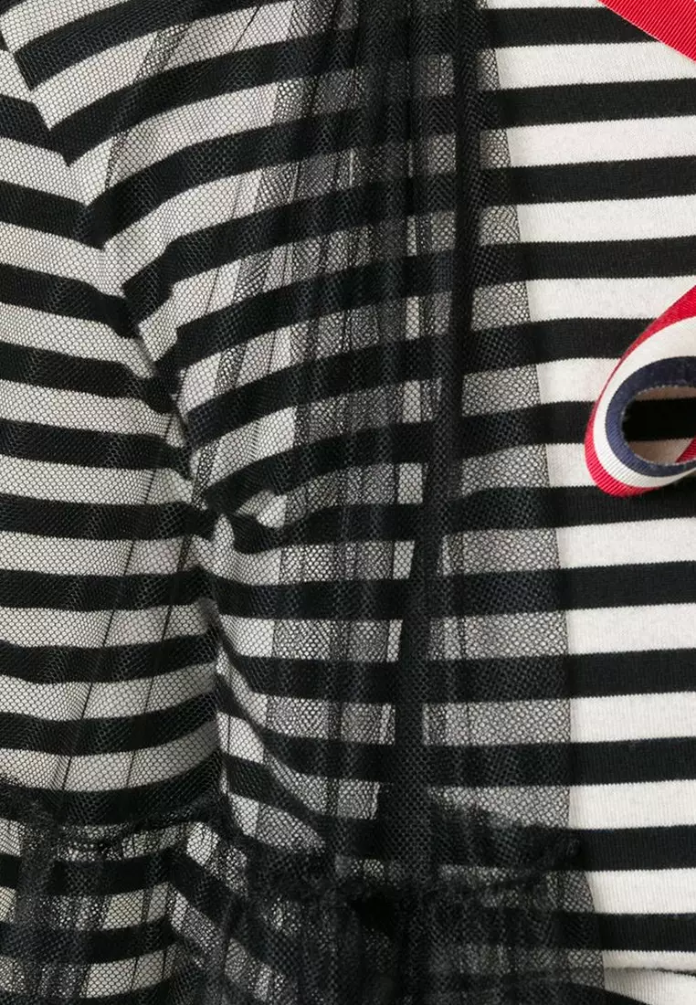 See-Through Adjustable Ribbon Cape in Black