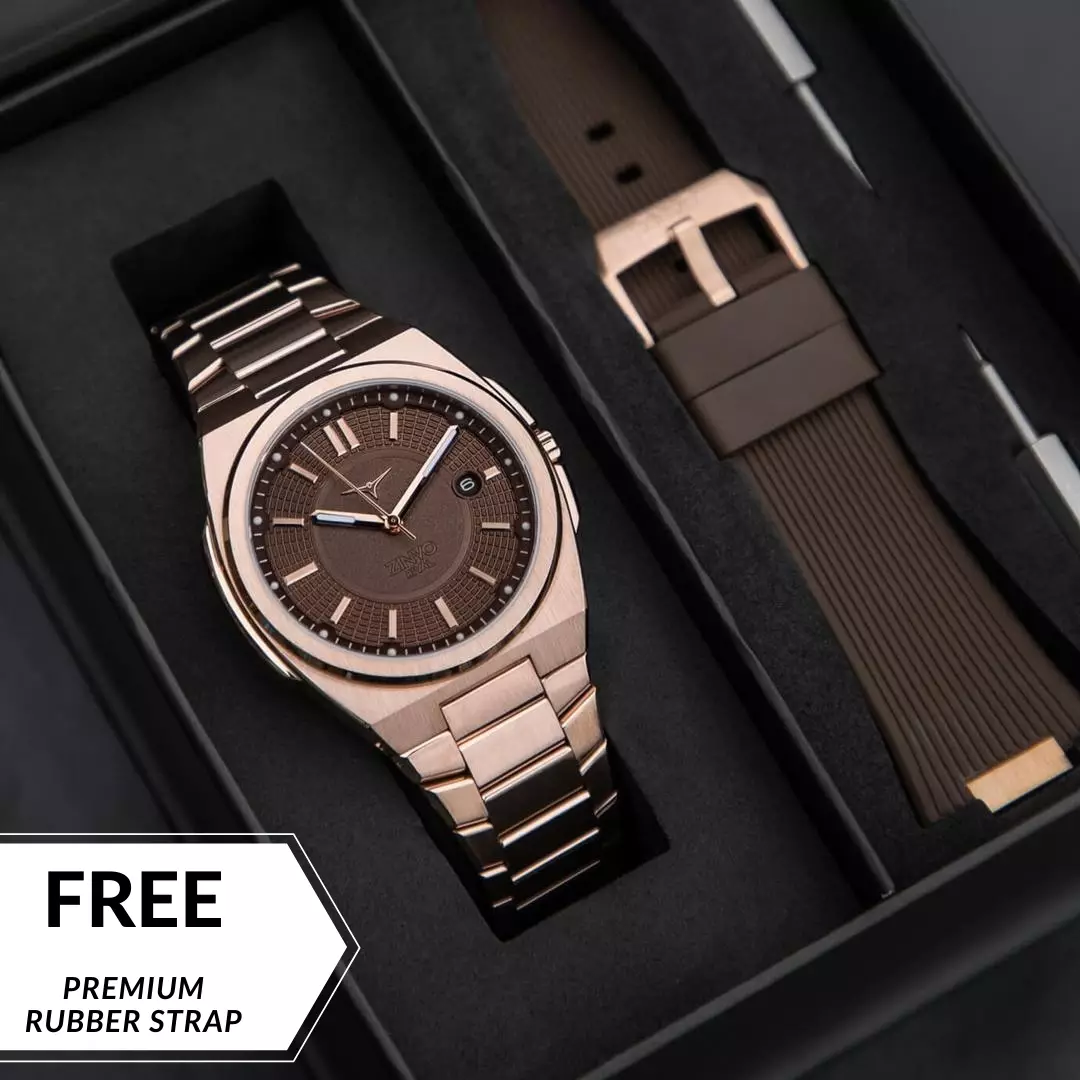 Jam Tangan Pria Analog Zinvo Rival Rosegold + Free Premium Rubber Strap