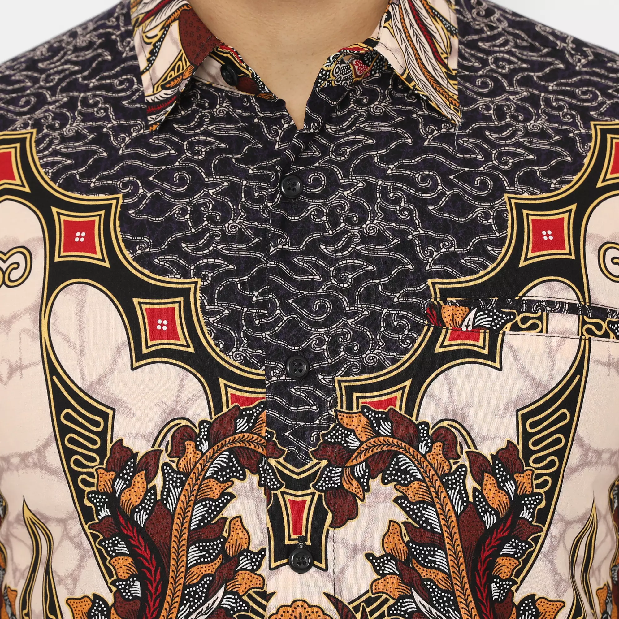 Platini Kemeja Batik Pria Lengan Panjang Hitam Katun 36021