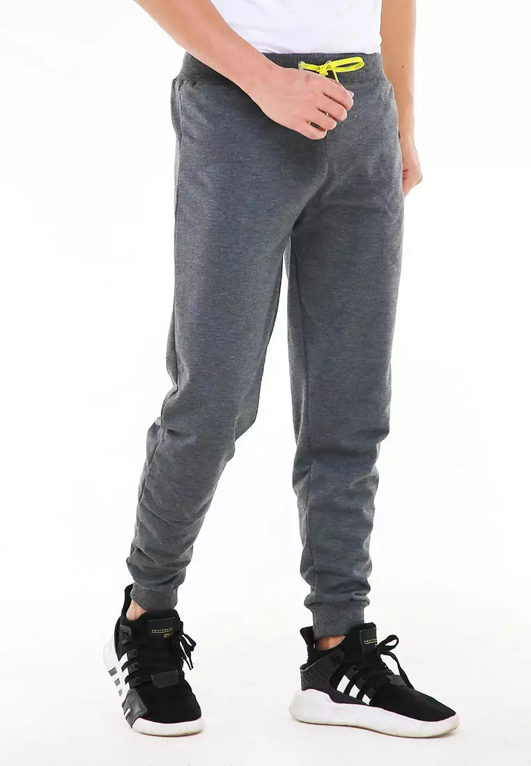 Locko Celana Panjang Jogger Pria Plain Sporty Casual Long Pants Material Babyterry ORIGINAL - Dark Gray