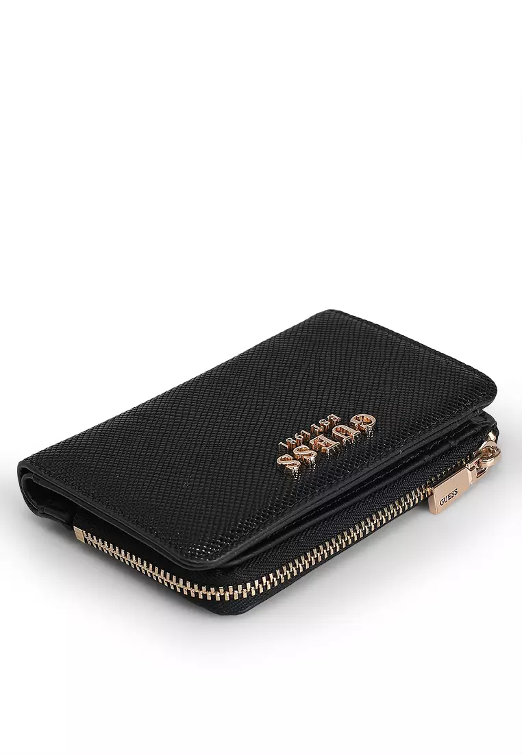 GUESS Women's Laurel Zip Around Card Case - Saffiano PU, Exterior Coin Pouch, Gold Accents - View #5