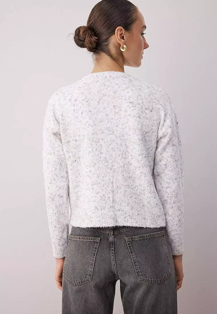 Ecru Soft Texture Knit Cardigan Twoaw26Hi00235