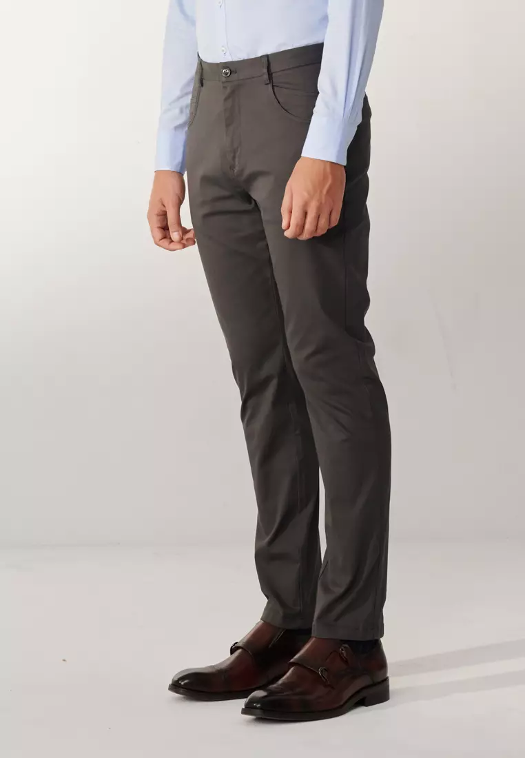 Dark Gray Slim Fit Stretch Chinos