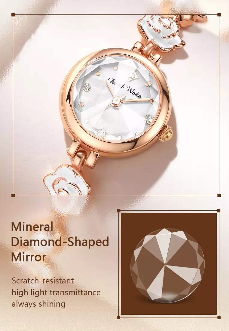 Jam Tangan Wanita Original Anti Air Tali Gelang Bunga-Bunga Korea Fashionn Jam Tangan Cewek white