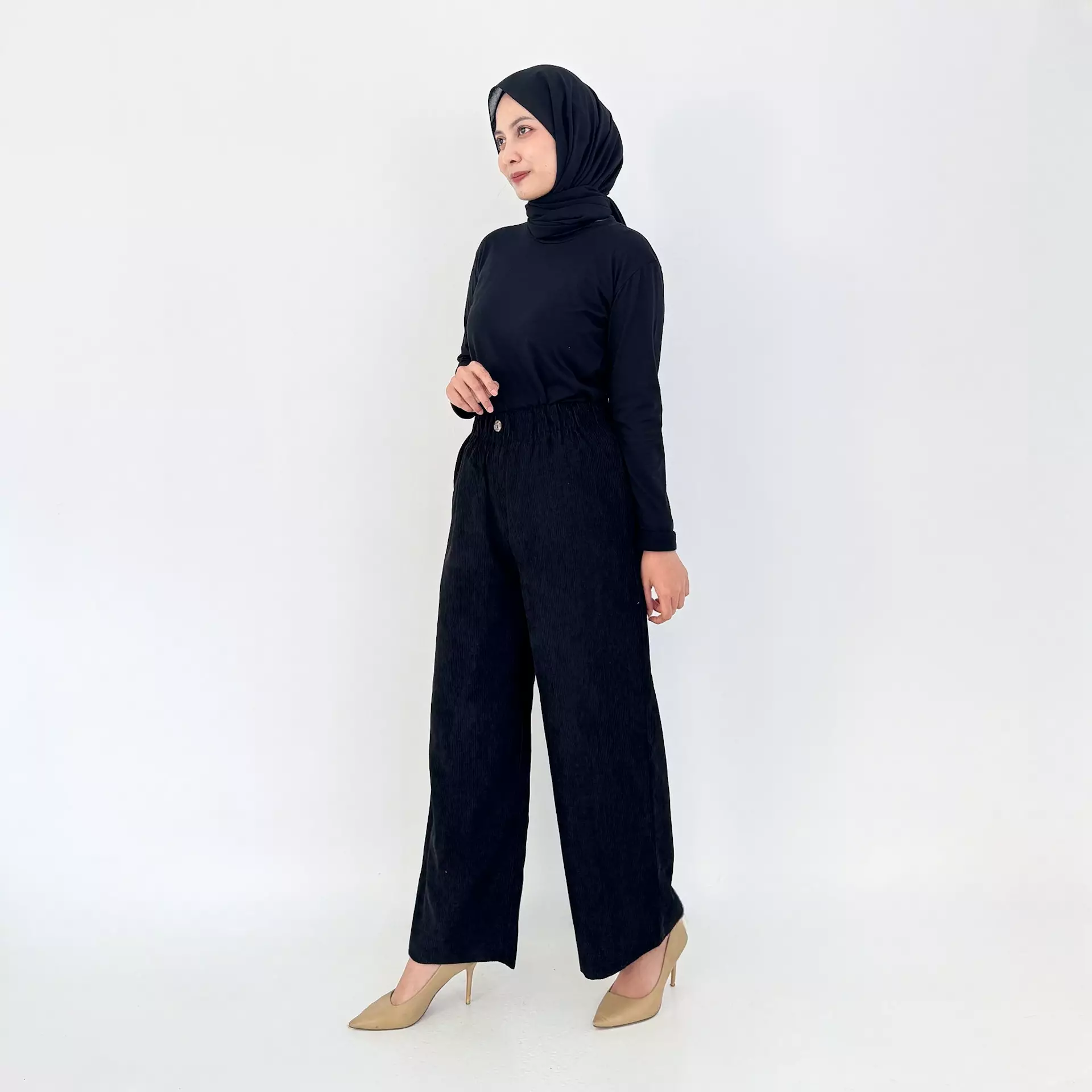 Evy Pants (Celana Corduroy) Panjang 101 cm - Hitam