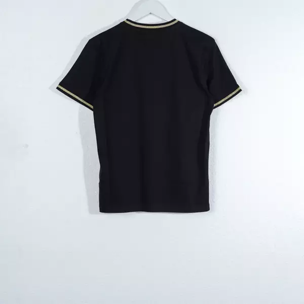Kaos BALMAIN TEXT GOLD TIPPED COLLAR SLEEVE BLACK TSHIRT 100% ORIGINAL