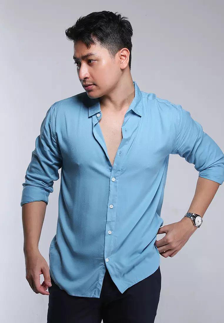 Viscose Arctic Blue Casual Shirt