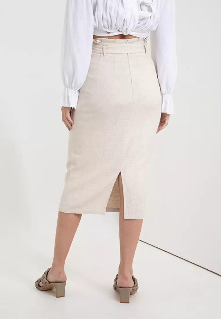 Paperbag skirt beige cheap