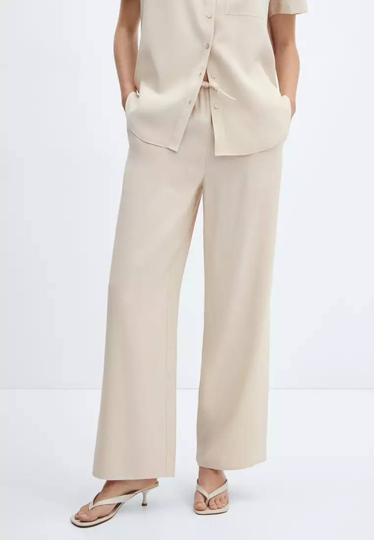 Elastic wide 2025 leg trousers