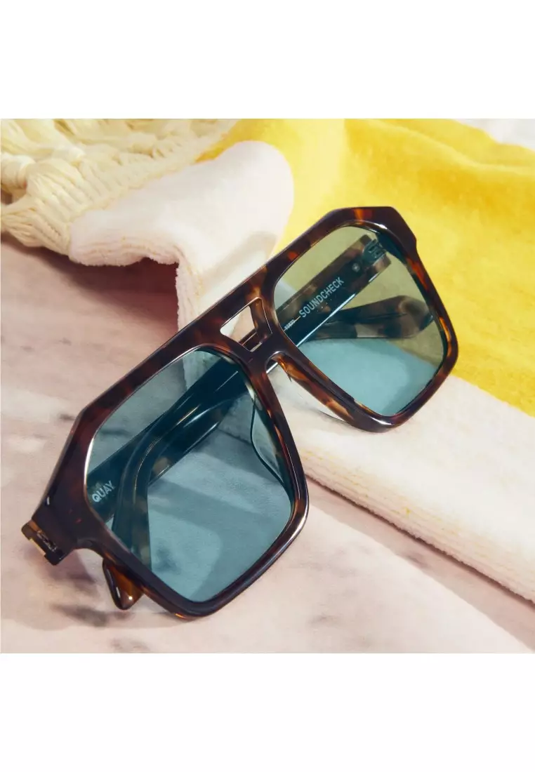 QUAY Soundcheck Sunglasses - Amber Tort/Aqua