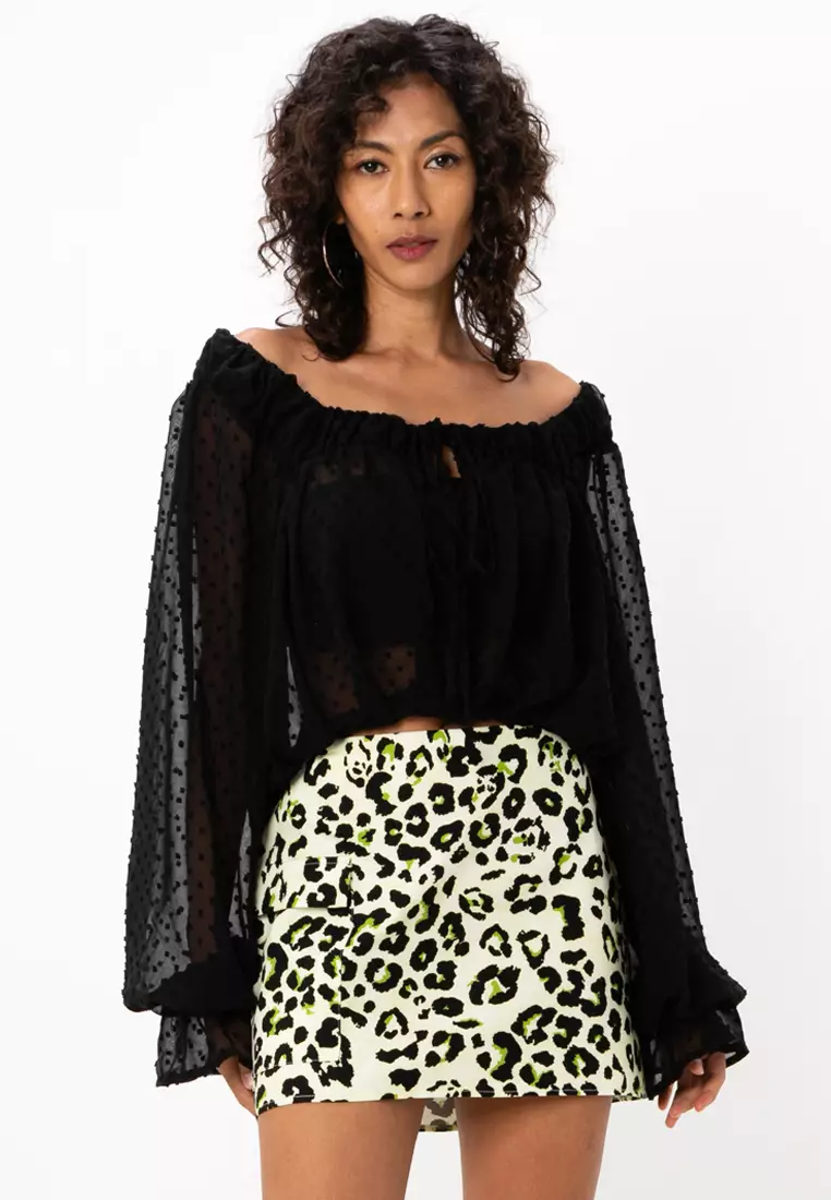 Buy ASOS Design Volume Sleeves Tie Front Dobby Blouse 2025 Online