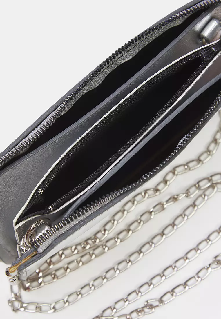 Silver Studded Cross Strap Women's Wallet Purse Twoaw25Oc00005