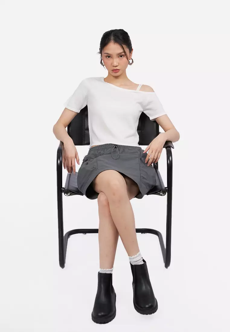 Asymmetric Knit Crop Top