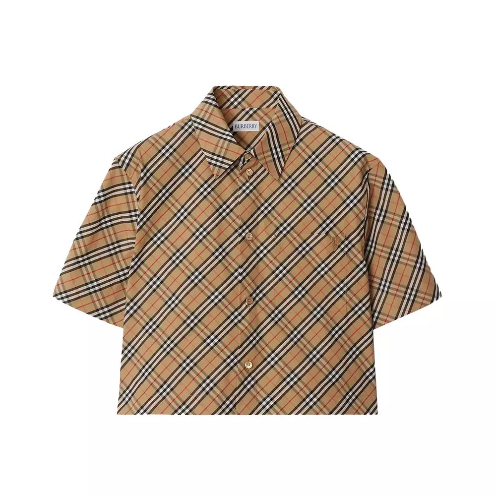 The Burberry Check Jual Burberry Check Cropped Cotton Shirt