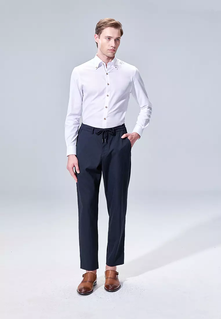 White Texture Slim Fit Shirt