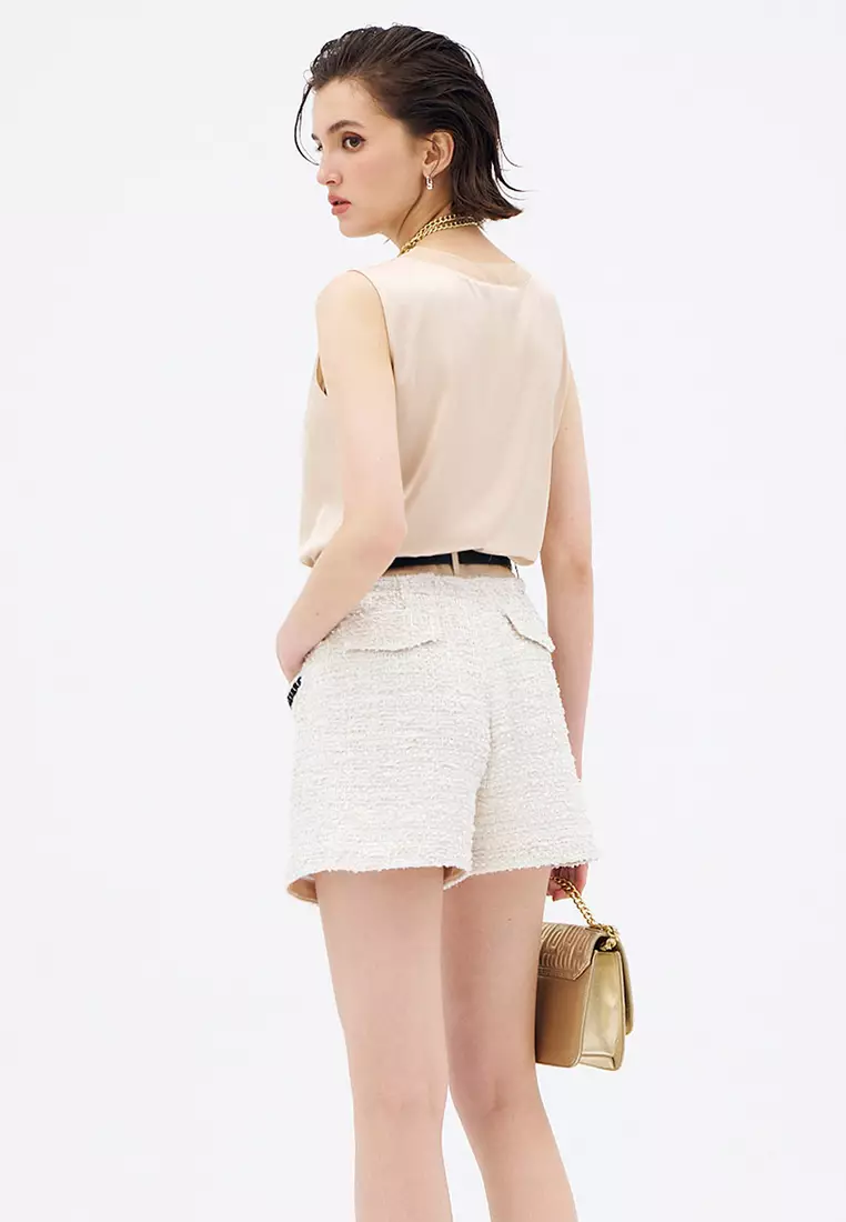Patch Pockets Tweed Shorts