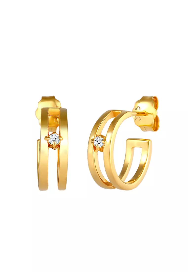 Buy Elli Jewelry Earrings Hoops Ear Studs Diamond 375 Yellow Gold