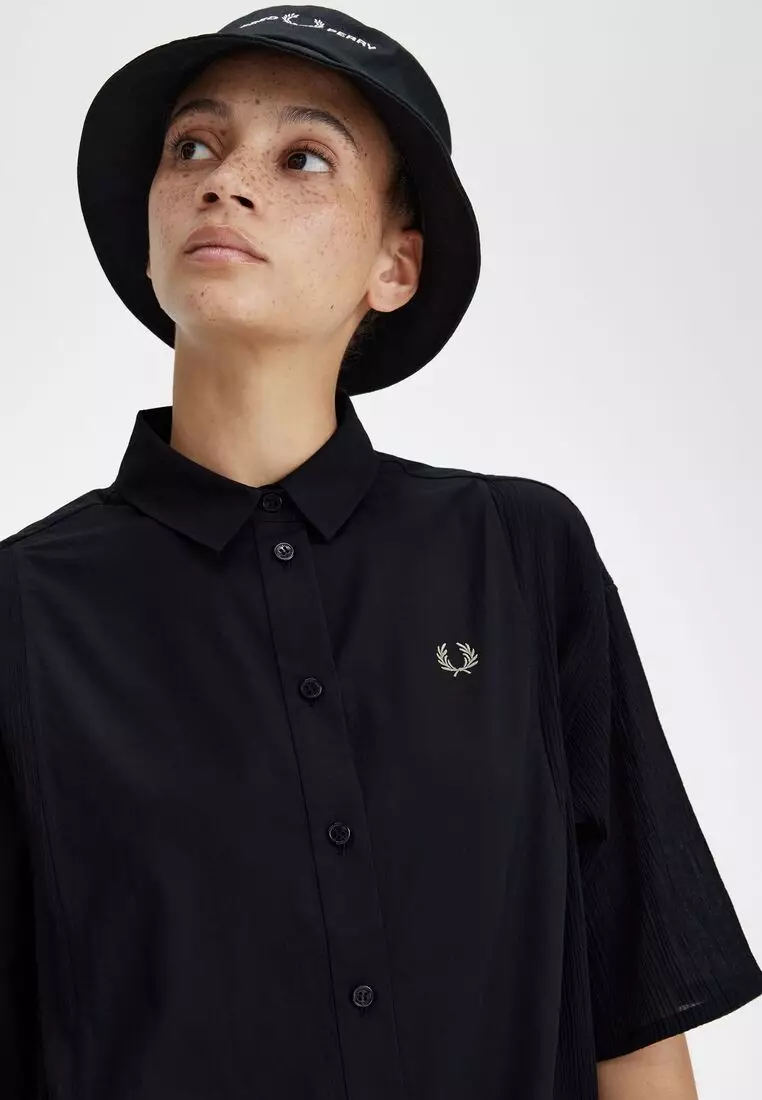 Buy FRED PERRY Fred Perry D7170 Sheer Panel Shirt Dress (Black