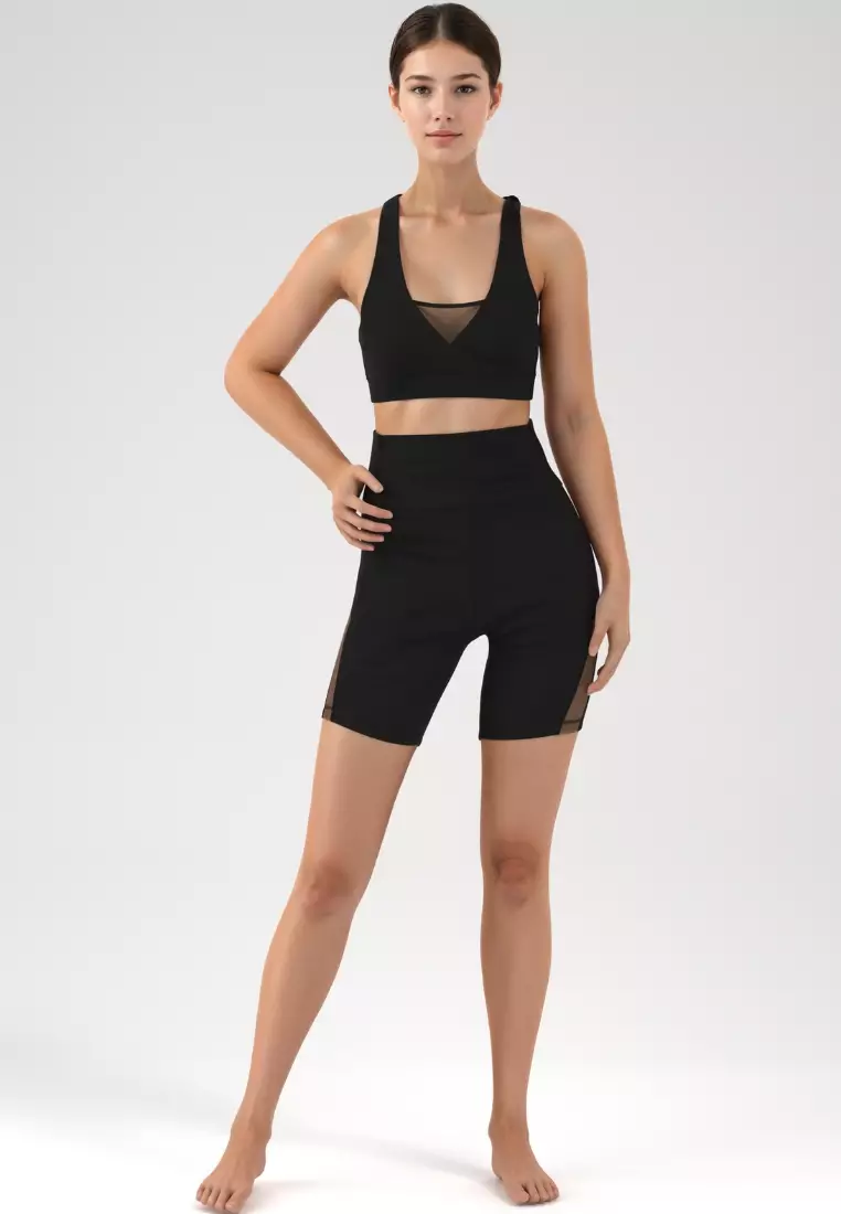 Meshed Elegance High Waist Bike Shorts