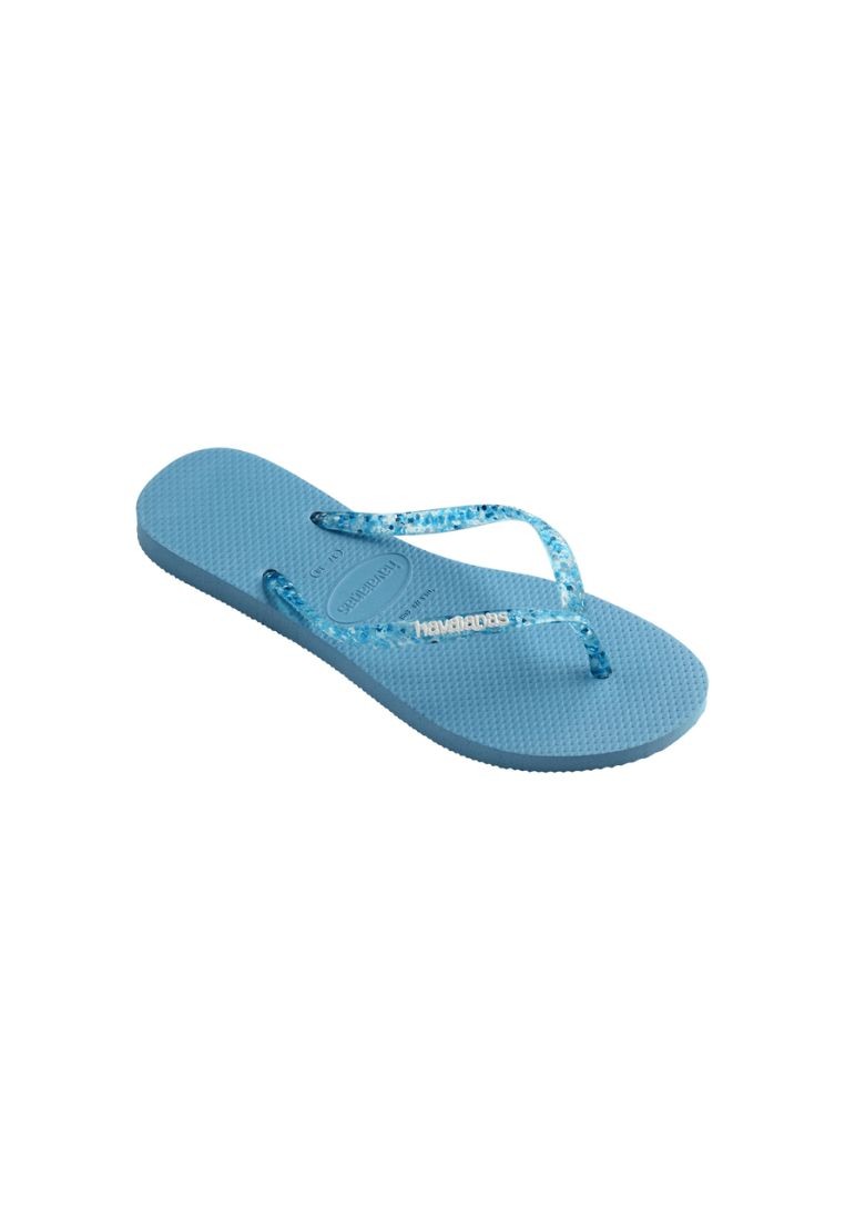 Women Slim Logo Metallic Flip Flops - Tranquility Blue