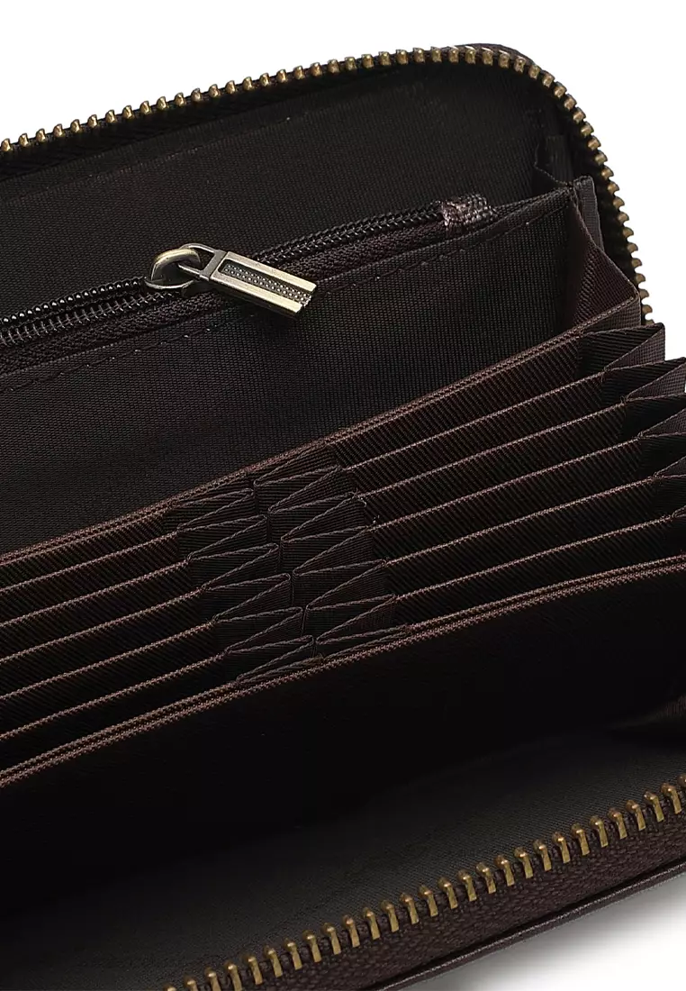 Genuine Leather RFID Long Wallet (Dompet Panjang Kulit Asli RFID Pria) - Cokelat