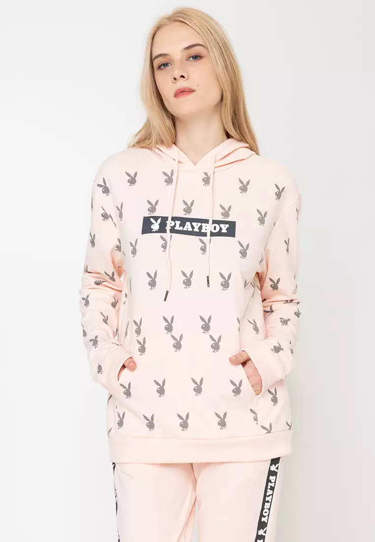 Buy Playboy Apparel Ladies Pink PB Bunny Logo All Over Print Hoodie 2023  Online | ZALORA Philippines