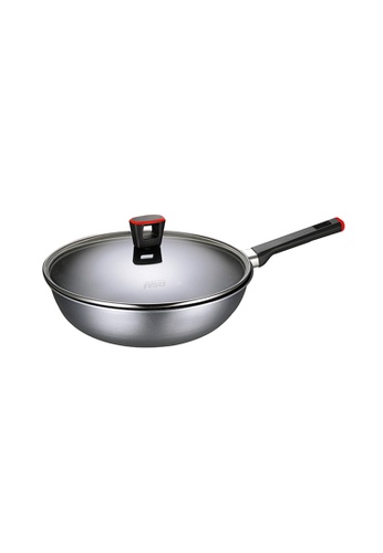 ASD ASD Gusto Red 28cm Non Stick Stir Fry with Tempered Glass Lid 8A89BHLC5CB0FBGS_1