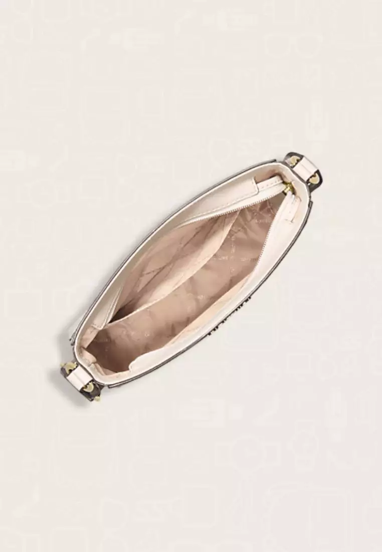 Michael Kors Jet Set Travel Small Signature Logo Messenger Bag Light Cream Multi