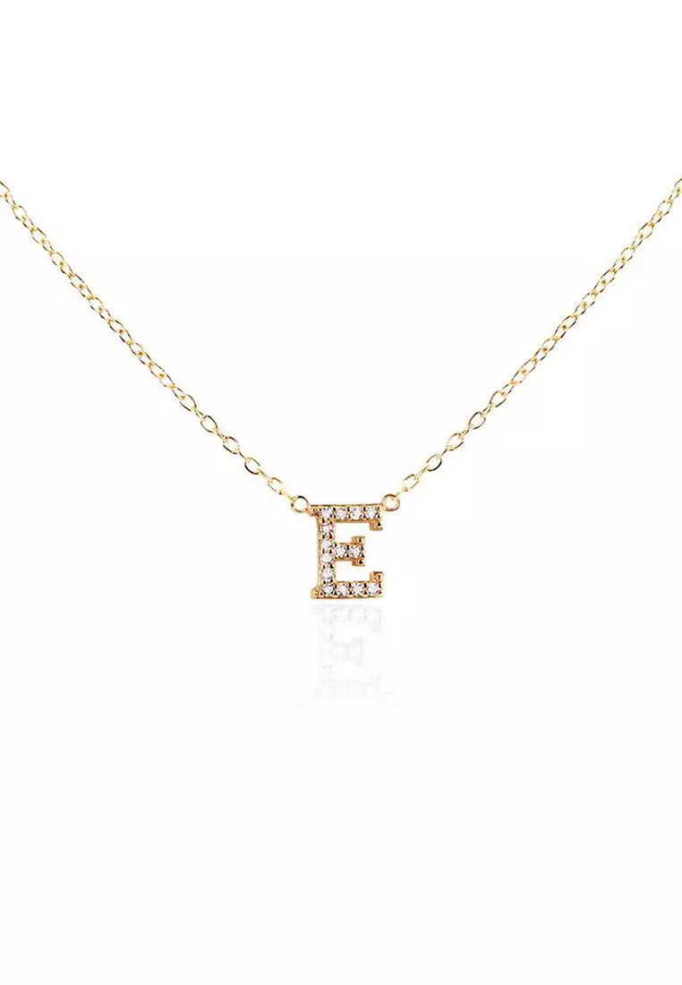 Vermeil Initial CZ Necklace - E